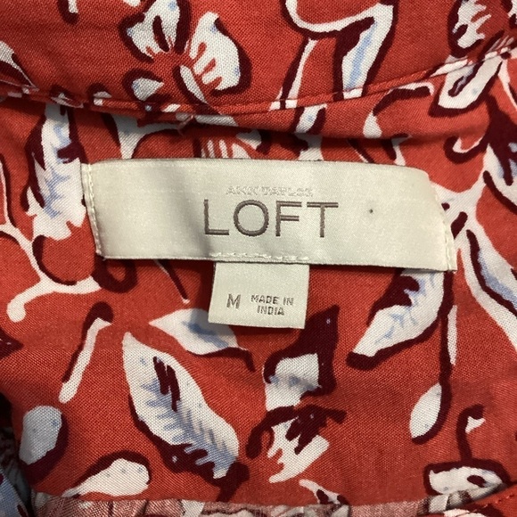 LOFT Floral Printed Shift Dress Size M Red Print - Picture 6 of 7